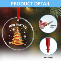Funny Xmas Pizza Lover Crystal Glass Ornament Merry Crustmas Pizza Christmas Tree TS09