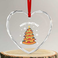 Funny Xmas Pizza Lover Heart Crystal Glass Ornament Merry Crustmas Pizza Christmas Tree - Wonder Print Shop