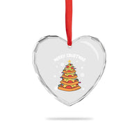 Funny Xmas Pizza Lover Heart Crystal Glass Ornament Merry Crustmas Pizza Christmas Tree - Wonder Print Shop