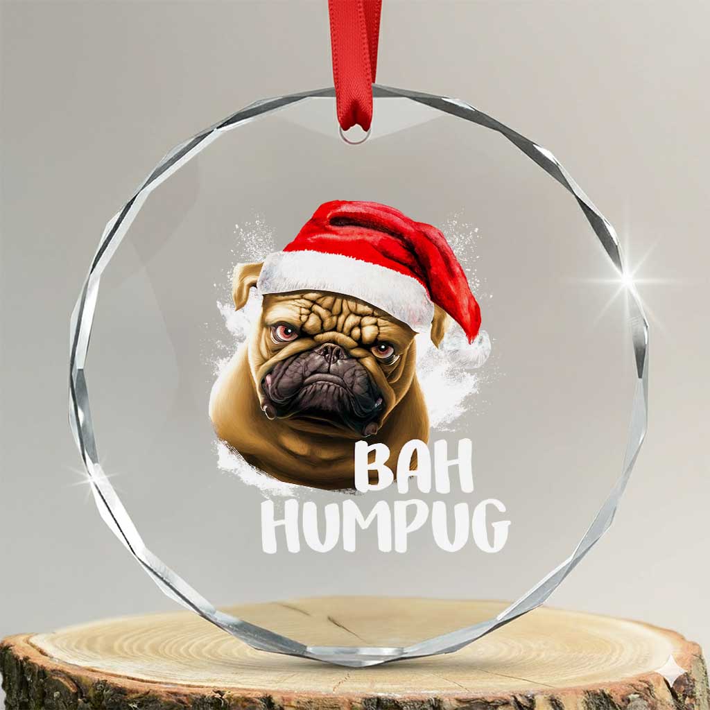 Funny Xmas Pug Dog Crystal Glass Ornament Bah Humpug Humbug Cute Pet TS11