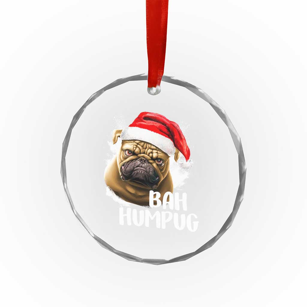 Funny Xmas Pug Dog Crystal Glass Ornament Bah Humpug Humbug Cute Pet TS11