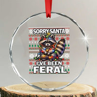 Funny Xmas Raccoon Crystal Glass Ornament Sorry Santa I've Been Feral TS09