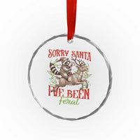 Funny Xmas Raccoon Crystal Glass Ornament Sorry Santa I've Been Feral Reindeer TS09