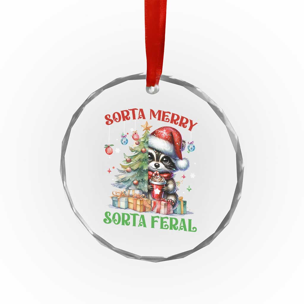 Funny Xmas Raccoon Crystal Glass Ornament Sorta Merry Sorta Feral Merry Trashmas TS09