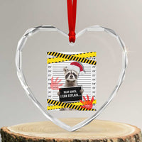 Funny Xmas Raccoon Heart Crystal Glass Ornament Dear Santa I Can Explain - Wonder Print Shop