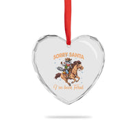Funny Xmas Raccoon Heart Crystal Glass Ornament Sorry Santa I've Been Feral Cowboy - Wonder Print Shop