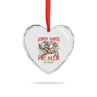 Funny Xmas Raccoon Heart Crystal Glass Ornament Sorry Santa I've Been Feral Reindeer - Wonder Print Shop