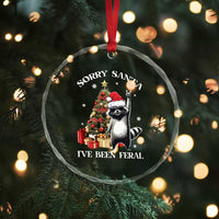 Funny Xmas Racoon Crystal Glass Ornament Sorry Santa I've Been Feral Xmas Hat TS11