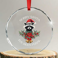 Funny Xmas Racoon Crystal Glass Ornament Sorry Santa I've Been Feral Xmas Wreath TS11