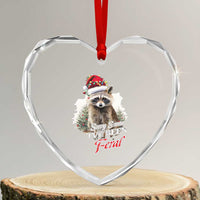 Funny Xmas Racoon Heart Crystal Glass Ornament Sorry Santa I've Been Feral Trash Panda - Wonder Print Shop