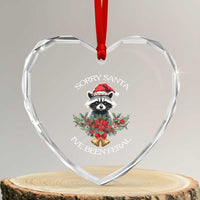 Funny Xmas Racoon Heart Crystal Glass Ornament Sorry Santa I've Been Feral Xmas Wreath - Wonder Print Shop