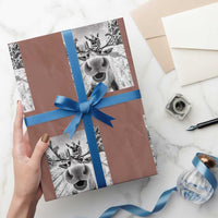 Funny Xmas Reindeer Selfie Wrapping Paper Roll With Santa Xmas Gag Gift