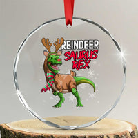 Funny Xmas Rex Dinosaur Crystal Glass Ornament Reindeer Saurus Rex Xmas Dinosaur TS11