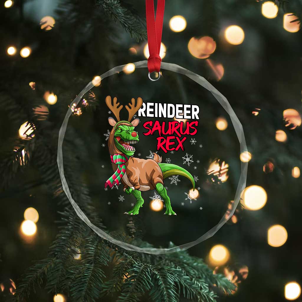 Funny Xmas Rex Dinosaur Crystal Glass Ornament Reindeer Saurus Rex Xmas Dinosaur TS11