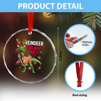 Funny Xmas Rex Dinosaur Crystal Glass Ornament Reindeer Saurus Rex Xmas Dinosaur TS11