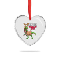 Funny Xmas Rex Dinosaur Heart Crystal Glass Ornament Reindeer Saurus Rex Xmas Dinosaur - Wonder Print Shop