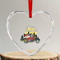 Funny Xmas Riding Heart Crystal Glass Ornament Santa Riding Motorcycle Biker - Wonder Print Shop