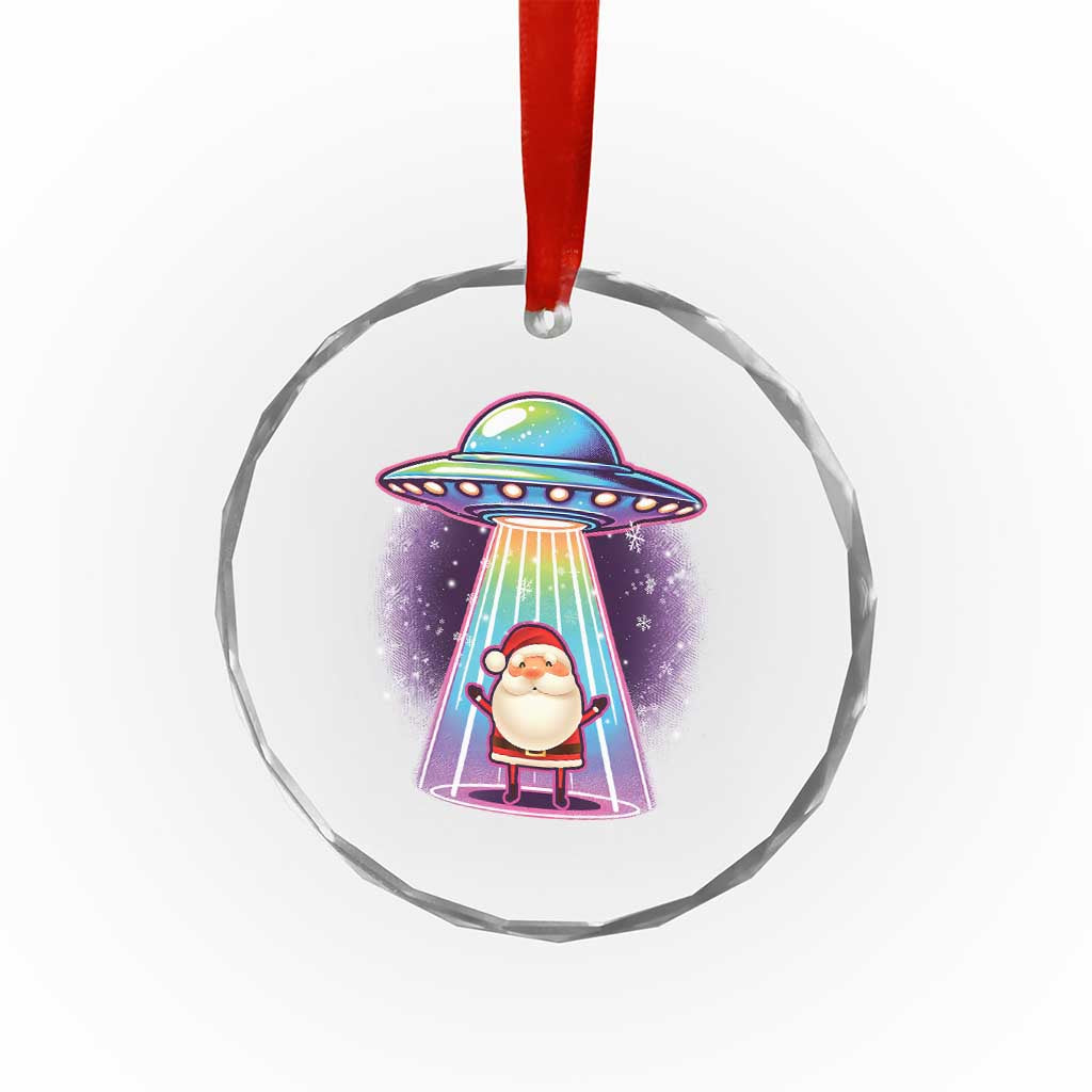 Funny Xmas Santa Alien Neon UFO Crystal Glass Ornament TS11
