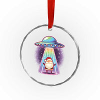 Funny Xmas Santa Alien Neon UFO Crystal Glass Ornament TS11