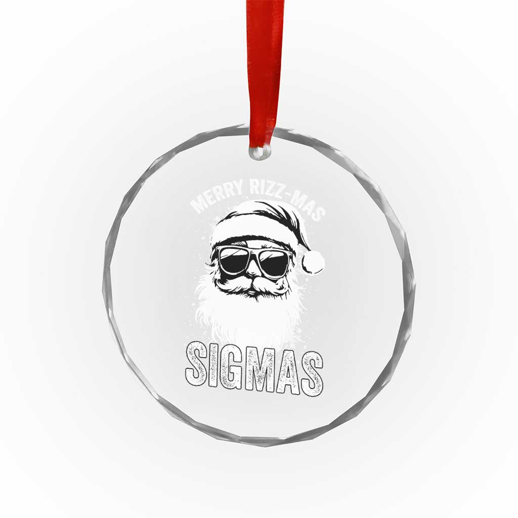 Funny Xmas Santa Crystal Glass Ornament Merry Rizzmas Sigmas Charisma Rizz Santa Claus TS11