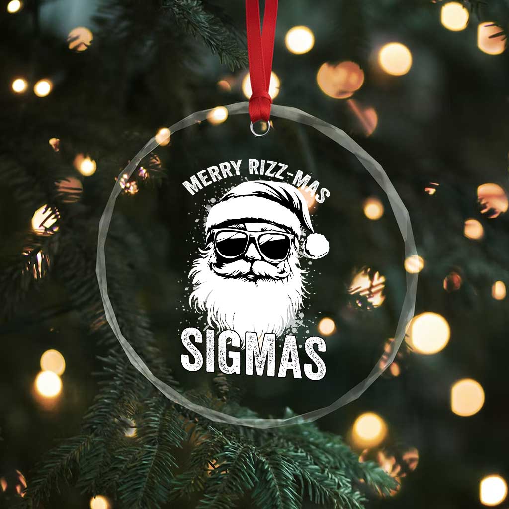 Funny Xmas Santa Crystal Glass Ornament Merry Rizzmas Sigmas Charisma Rizz Santa Claus TS11