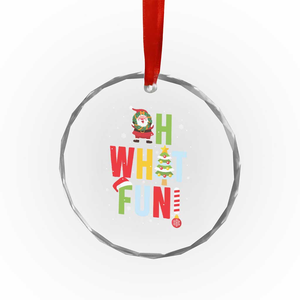 Funny Xmas Santa Crystal Glass Ornament Oh What Fun Christmas Tree And Wreath TS10
