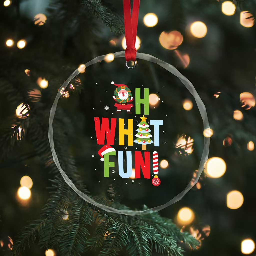 Funny Xmas Santa Crystal Glass Ornament Oh What Fun Christmas Tree And Wreath TS10
