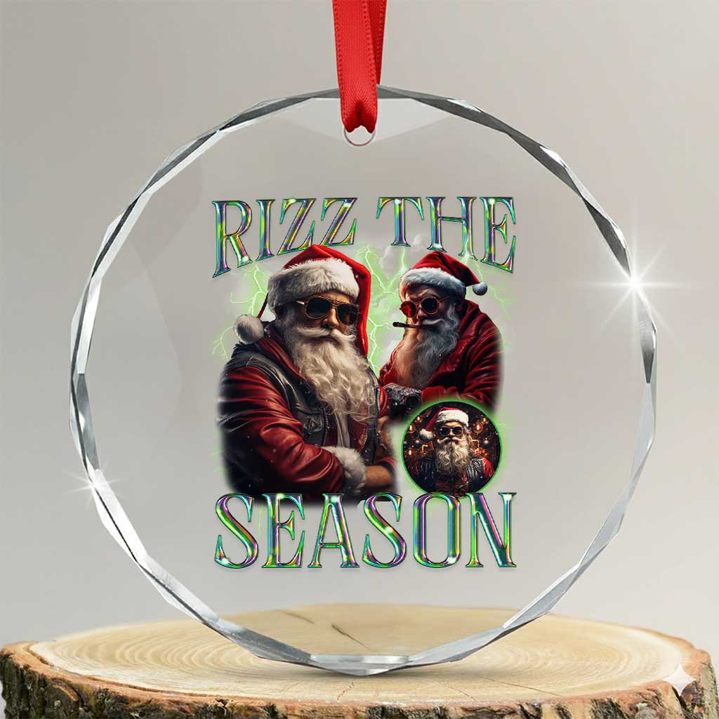 Funny Xmas Santa Crystal Glass Ornament Rizz The Season Cool Santa TS09