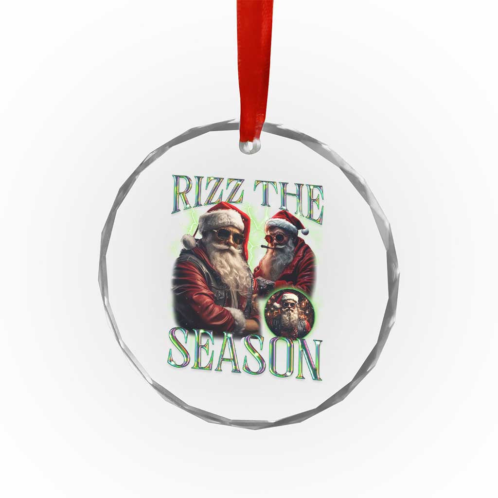 Funny Xmas Santa Crystal Glass Ornament Rizz The Season Cool Santa TS09