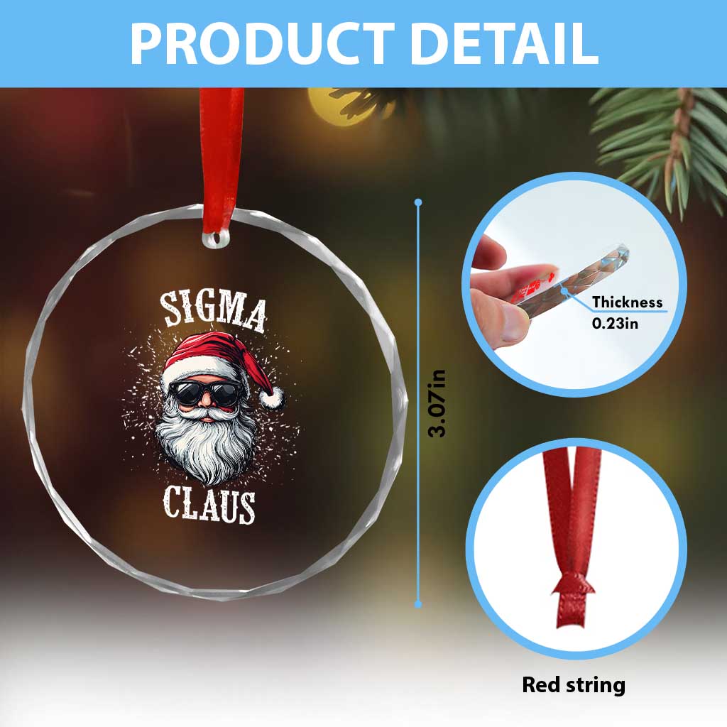 Funny Xmas Santa Crystal Glass Ornament Sigma Claus Cool Santa The Rizzler Meme - Wonder Print Shop
