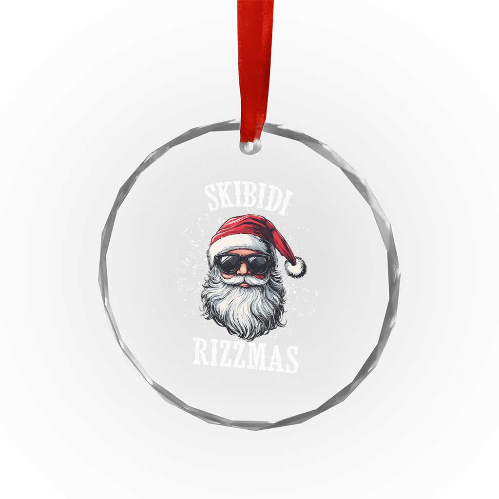 Funny Xmas Santa Crystal Glass Ornament Skibidi Rizzmas Charisma Rizz Santa Claus - Wonder Print Shop