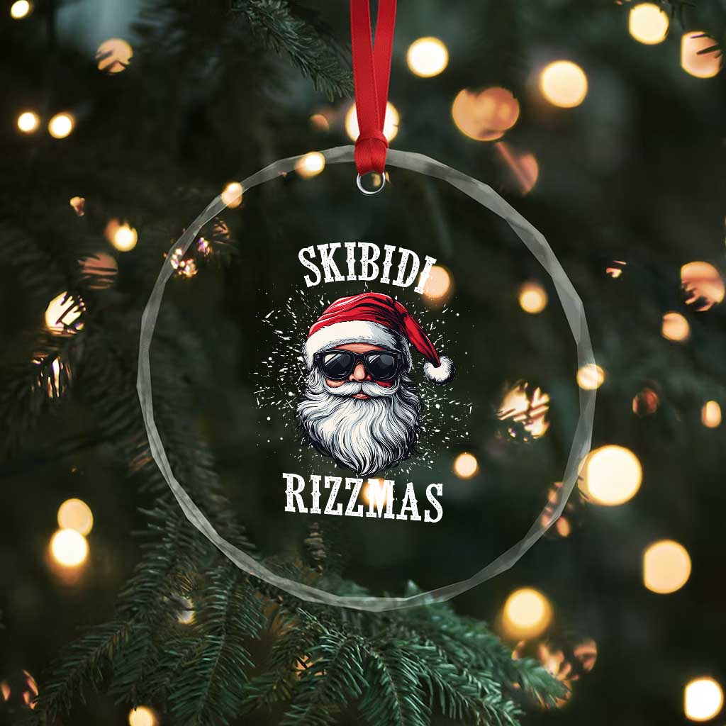 Funny Xmas Santa Crystal Glass Ornament Skibidi Rizzmas Charisma Rizz Santa Claus - Wonder Print Shop