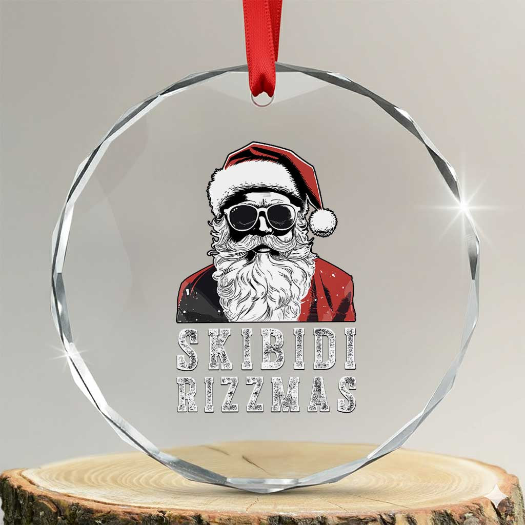 Funny Xmas Santa Crystal Glass Ornament Skibidi Rizzmas Cool Charisma Rizz Santa Claus TS11