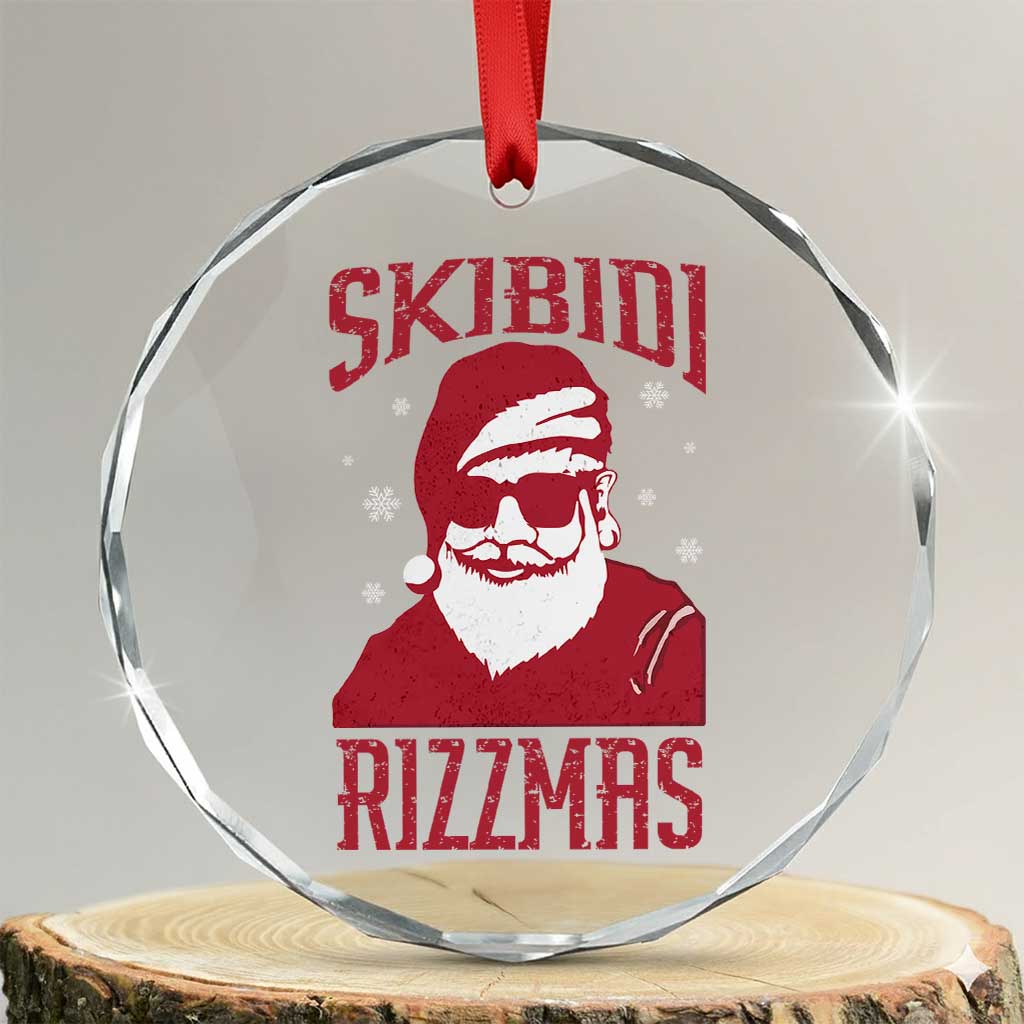 Funny Xmas Santa Crystal Glass Ornament Skibidi Rizzmas Vintage Charisma Rizz Santa Claus - Wonder Print Shop