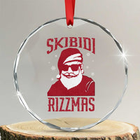 Funny Xmas Santa Crystal Glass Ornament Skibidi Rizzmas Vintage Charisma Rizz Santa Claus TS11