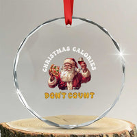 Funny Xmas Santa Crystal Glass Ornament Xmas Calories Don't Count Pizza Wine TS11