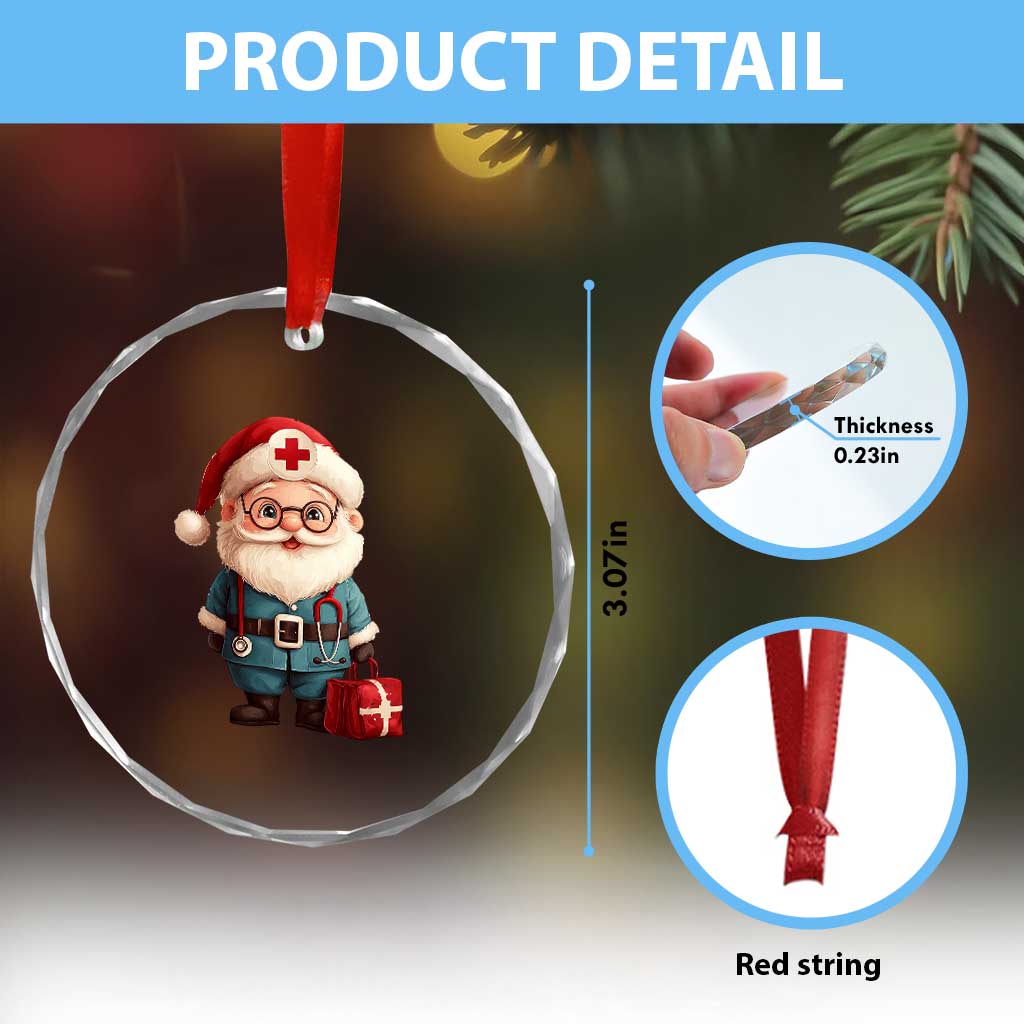 Funny Xmas Santa Doctor Medical Crystal Glass Ornament TS11
