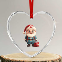 Funny Xmas Santa Doctor Medical Heart Crystal Glass Ornament - Wonder Print Shop