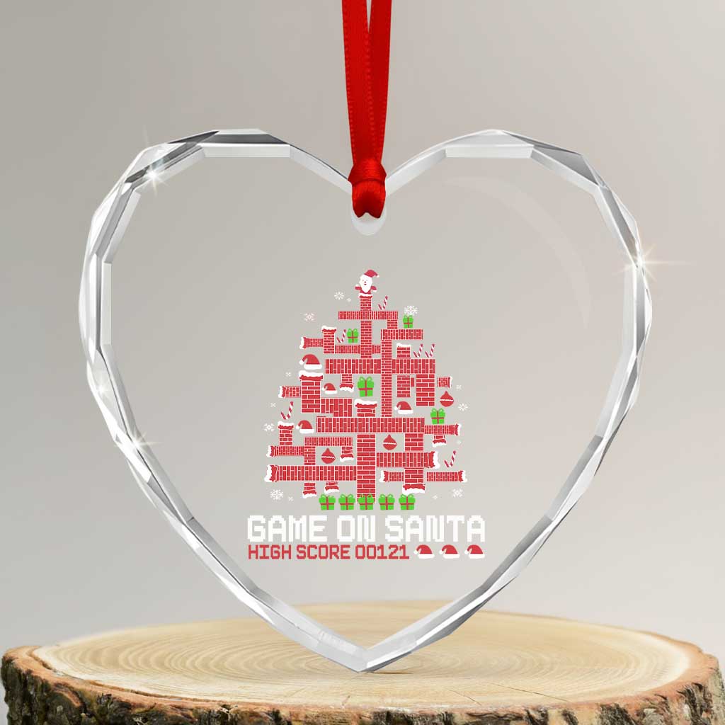 Funny Xmas Santa Gamers Heart Crystal Glass Ornament Game On Santa Chimney Xmas Tree - Wonder Print Shop