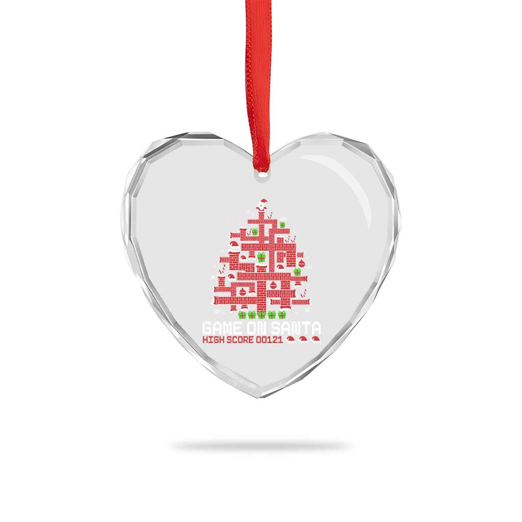 Funny Xmas Santa Gamers Heart Crystal Glass Ornament Game On Santa Chimney Xmas Tree - Wonder Print Shop