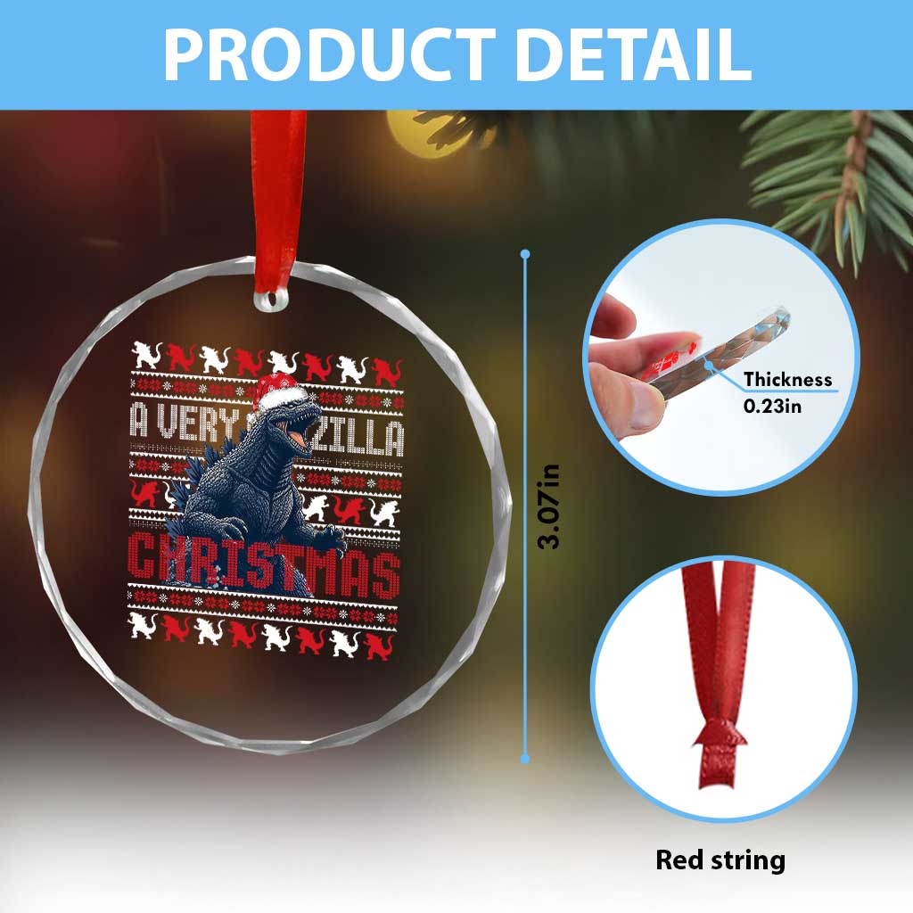 Funny Xmas Santa Godzilla Crystal Glass Ornament A Very Godzilla Xmas Japanese Monster TS11