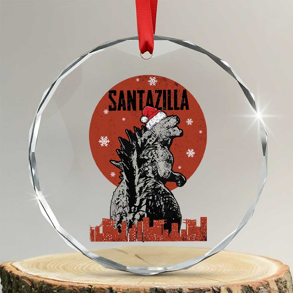 Funny Xmas Santa Godzilla Crystal Glass Ornament Santazilla Japanese Monster TS11