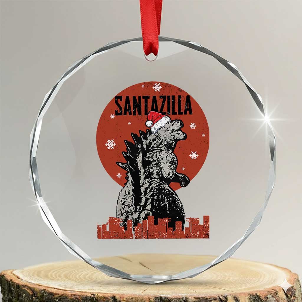 Funny Xmas Santa Godzilla Crystal Glass Ornament Santazilla Japanese Monster TS11