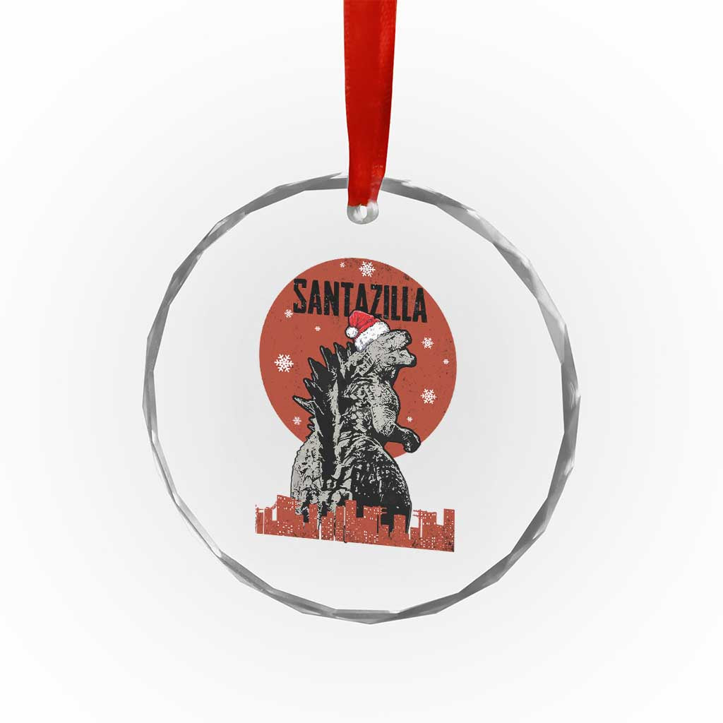 Funny Xmas Santa Godzilla Crystal Glass Ornament Santazilla Japanese Monster TS11