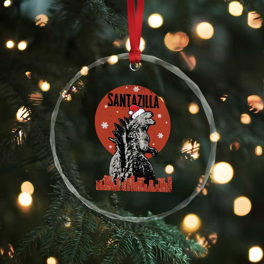 Funny Xmas Santa Godzilla Crystal Glass Ornament Santazilla Japanese Monster TS11
