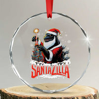 Funny Xmas Santa Godzilla Crystal Glass Ornament Santazilla Tower Xmas Tree TS11