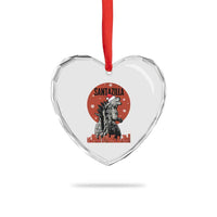 Funny Xmas Santa Godzilla Heart Crystal Glass Ornament Santazilla Japanese Monster - Wonder Print Shop