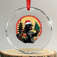 Funny Xmas Santa Godzilla Japanese Monster Crystal Glass Ornament TS11
