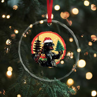 Funny Xmas Santa Godzilla Japanese Monster Crystal Glass Ornament TS11