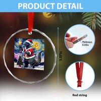 Funny Xmas Santa Godzilla Japanese Monster Starry Night Crystal Glass Ornament TS11